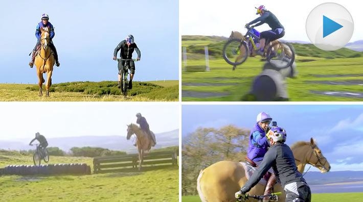 Mountainbikeproffset Danny MacAskill utmanar fälttävlansryttaren Louisa Milne Home runt en terrängbana i Skottland. En annorlunda träningsdag.