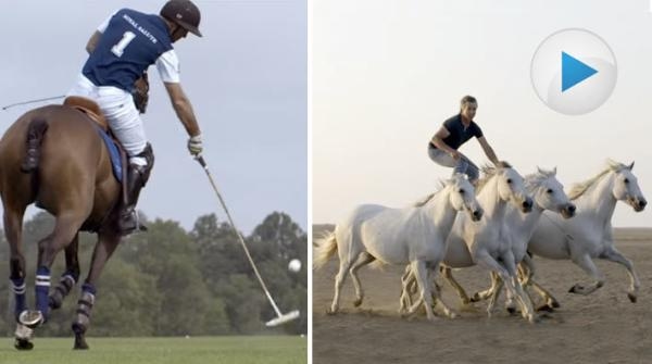 Polospelaren och "hästviskaren" i reklamfilm