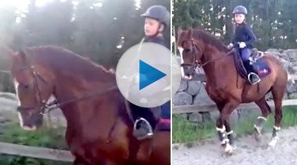 Alwin, 9 år, rider piaff på hästen Leander