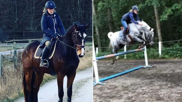 Anna rider ofta på vägen där händelsen inträffade, till höger ponnyn som var med vid tillfället.