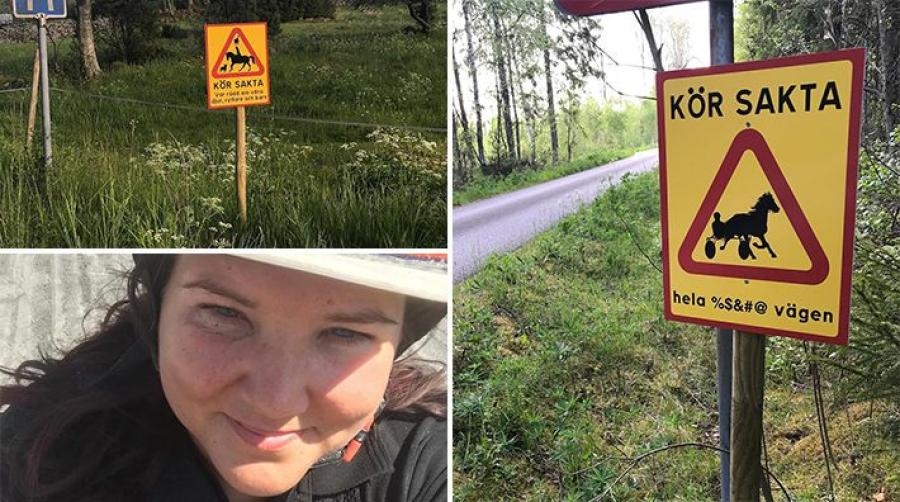 Skylten uppe till vänster sitter när man kommer in i byn, medan en skylt likt den till höger sitter vid vägens infarter.