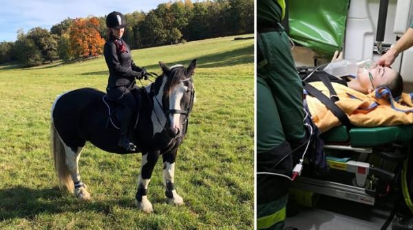 Lös hund skrämde hästarna – Bella trillade av och bröt bäckenet: "Kunde inte röra mig"