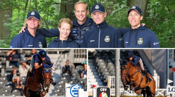 Fredrik Jönsson, Malin Baryard Johnsson, lagledare Henrik Ankarcrona, Peder Fredricson och Henrik von Eckermann (lagbild).