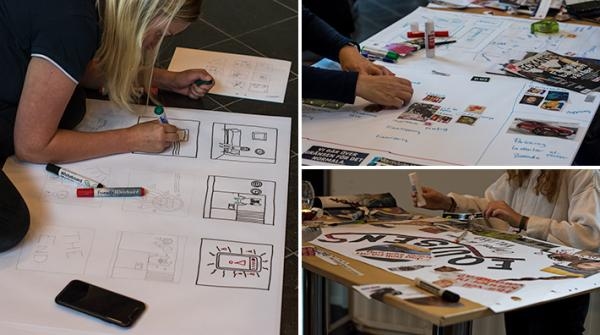 Under den andra workshopen fick deltagarna arbeta med storyboards och moodboards till sina idéer.