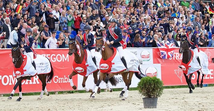 Vid EM 2017 blev det lagmedalj för Sverige genom Sara Algotsson Ostholt, Niklas Lindbäck, Ludwig Svennerstål och Louise Romeike. Arkivfoto: Eventingphoto.com