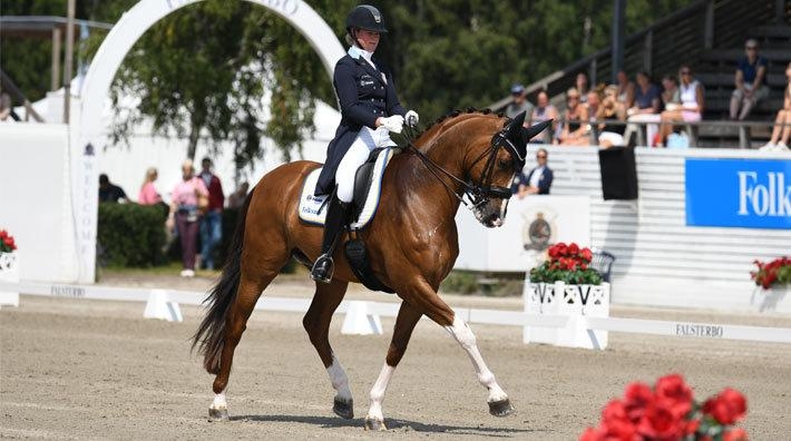 Malin Wahlkamp Nilsson och Eddieni under tävlingarna i Falsterbo. Arkivfoto: Linnea Lindahl