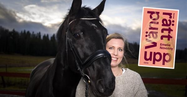 Författardebutanten Emelie Novotny och hästen Mozart (e. Stavinsky ue. Amiral) från Vendelsö ridskola.