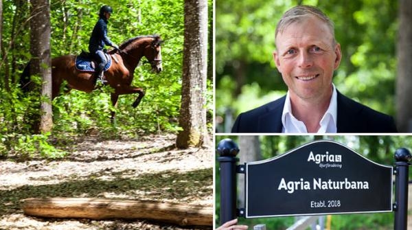 Jens Fredricson invigde Strömsholms naturbana. Till vänster Jessica Engell Cremen, elev på SRL III, med Quite Cool.