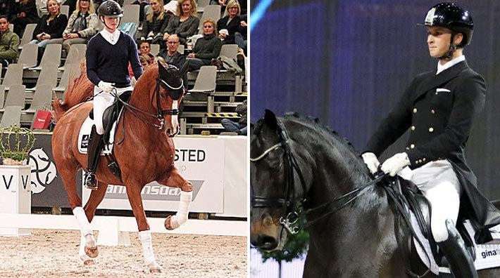 Marina Mattsson och Carl Hedin rider under Gina Tricot Grand Prix Celebration Clinic i februari. Foto: Hippson