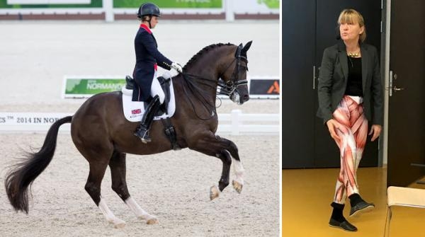 Anna Bergh (höger) hade ett par väldigt pedagogiska byxor på sig när hon skulle förklara musklernas olika funktioner. Foto: Tomas Holcbecher (Valegro) och Anna Nordin