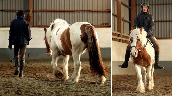 Linnea rider in unghästen – utan bett