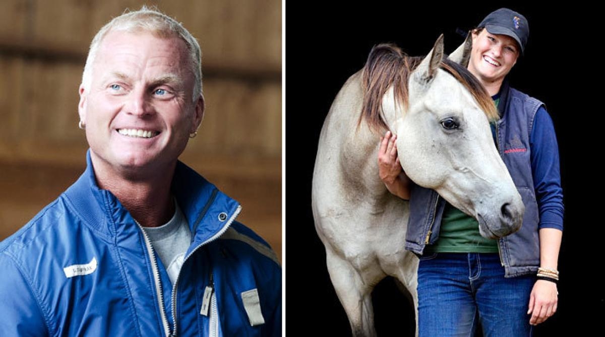 <i>Heinz Klostermann och Jenny Hansson rider båda western, men tränar även dressyrhästar.</i>